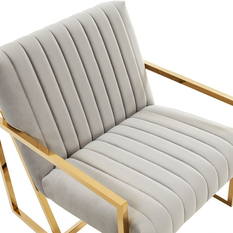 Montgomery Velvet Pinstripe Design Accent Armchair With Gold Frame