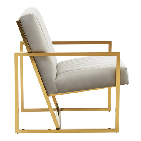 Montgomery Velvet Pinstripe Design Accent Armchair With Gold Frame