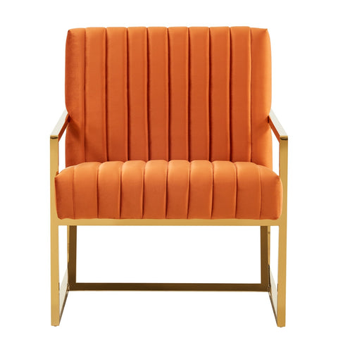 Montgomery Velvet Pinstripe Design Accent Armchair With Gold Frame