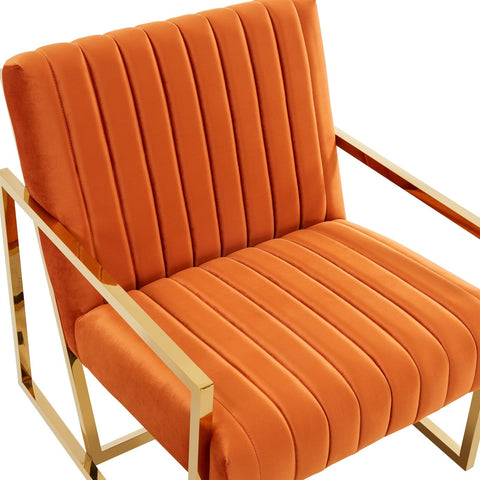 Montgomery Velvet Pinstripe Design Accent Armchair With Gold Frame