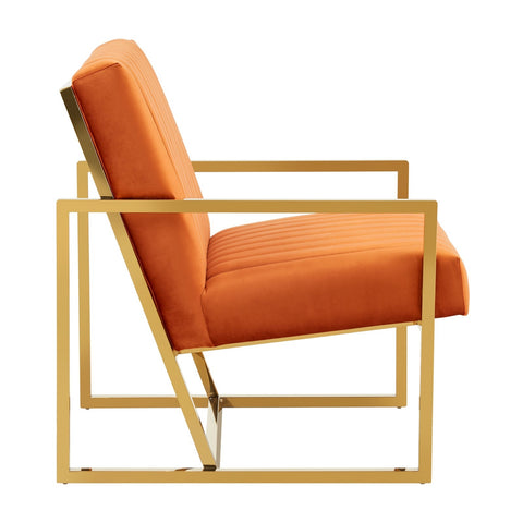 Montgomery Velvet Pinstripe Design Accent Armchair With Gold Frame