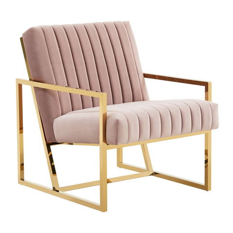 Montgomery Velvet Pinstripe Design Accent Armchair With Gold Frame