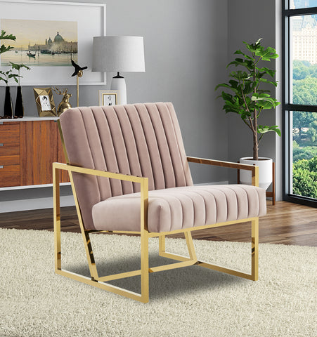 Montgomery Velvet Pinstripe Design Accent Armchair With Gold Frame