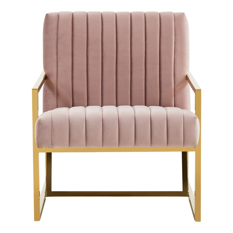 Montgomery Velvet Pinstripe Design Accent Armchair With Gold Frame