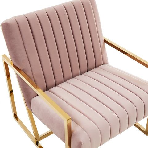 Montgomery Velvet Pinstripe Design Accent Armchair With Gold Frame