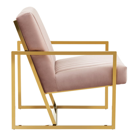 Montgomery Velvet Pinstripe Design Accent Armchair With Gold Frame