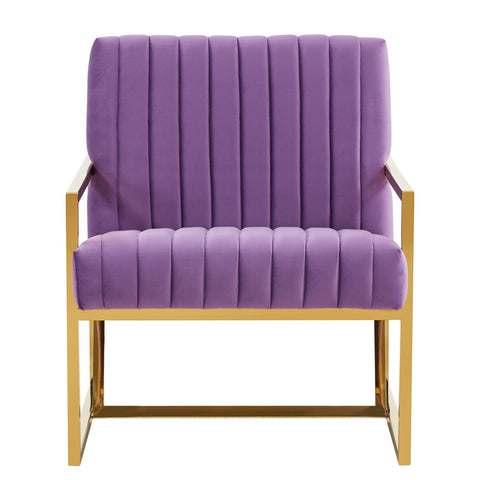 Montgomery Velvet Pinstripe Design Accent Armchair With Gold Frame