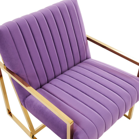 Montgomery Velvet Pinstripe Design Accent Armchair With Gold Frame