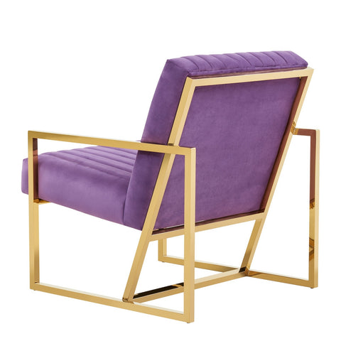 Montgomery Velvet Pinstripe Design Accent Armchair With Gold Frame