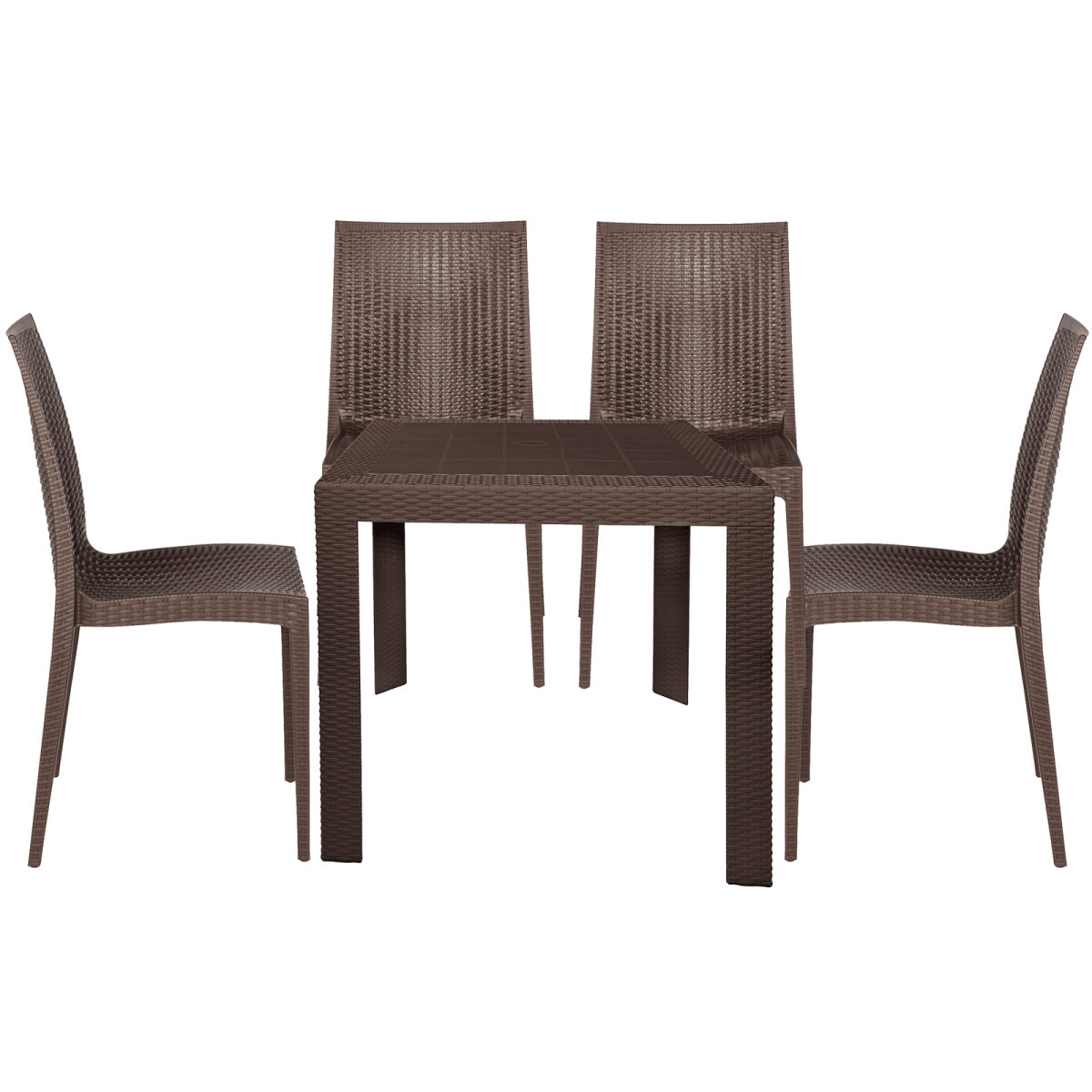Mace Mid-Century 5-Piece Outdoor Dining Set White Dining Set Leisuremod