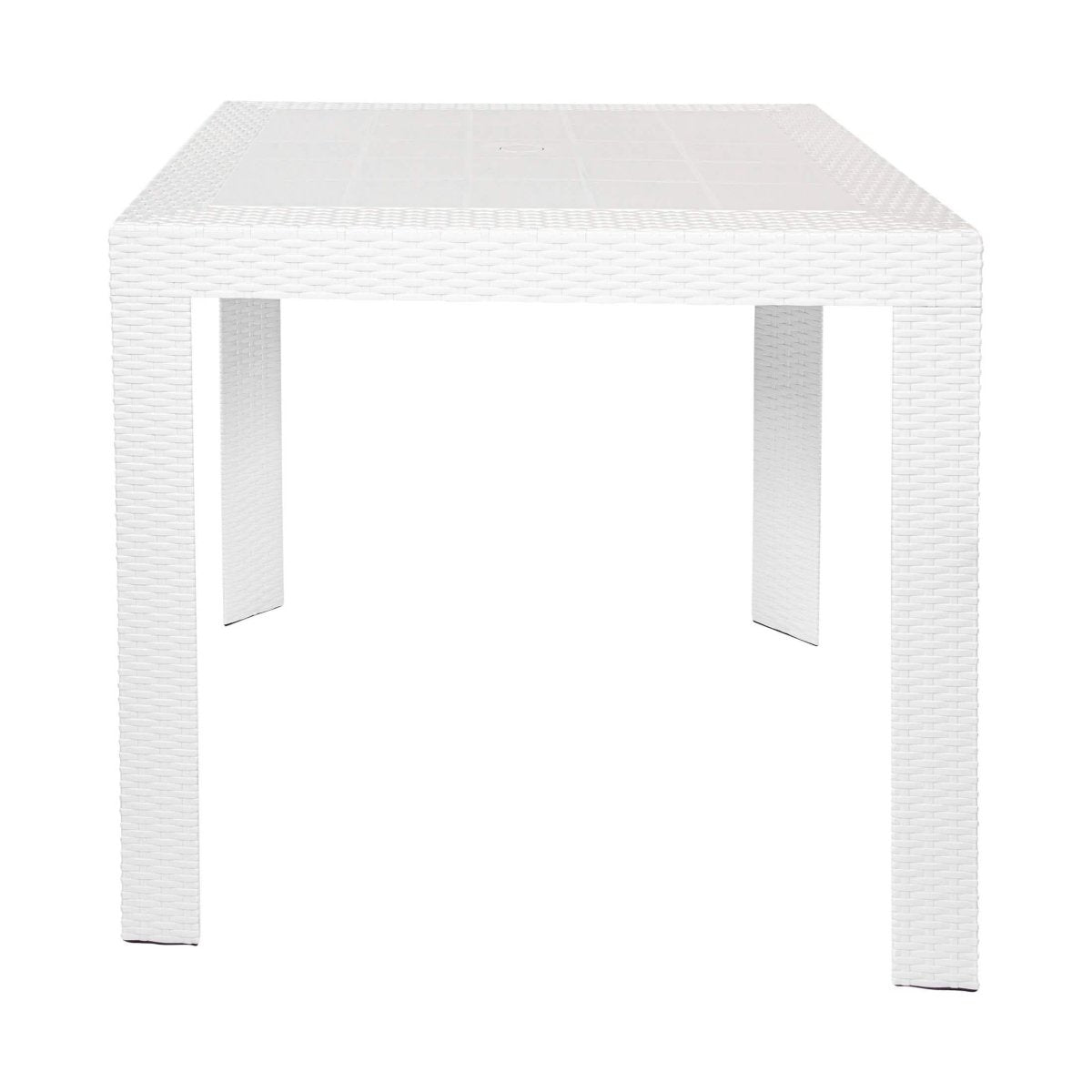 Mace Mid-Century 5-Piece Outdoor Dining Set White Dining Set Leisuremod