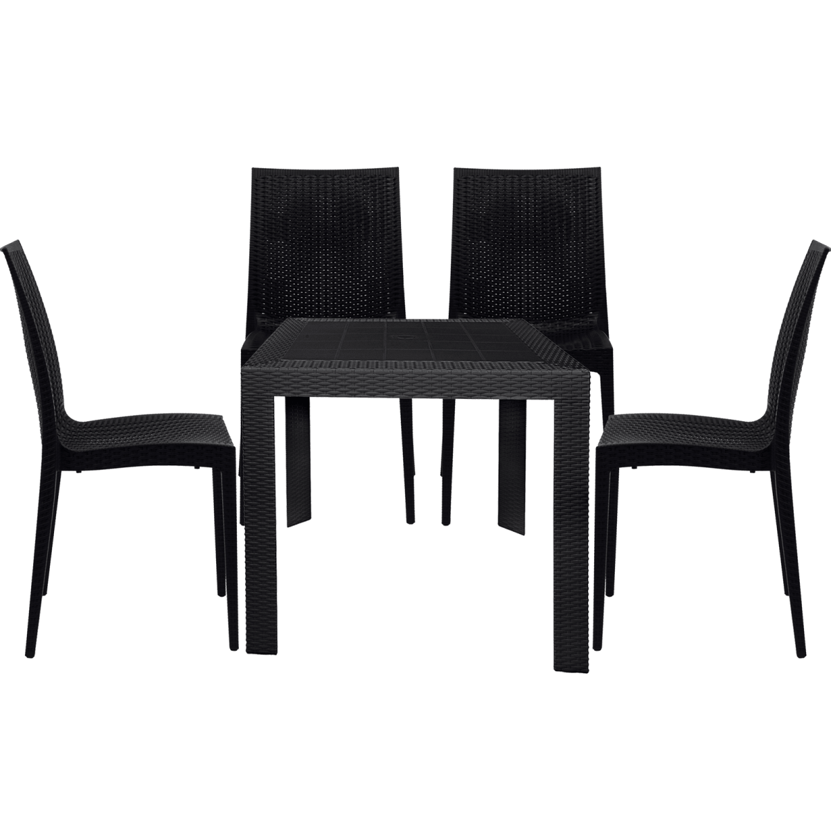 Mace Mid-Century 5-Piece Outdoor Dining Set White Dining Set Leisuremod