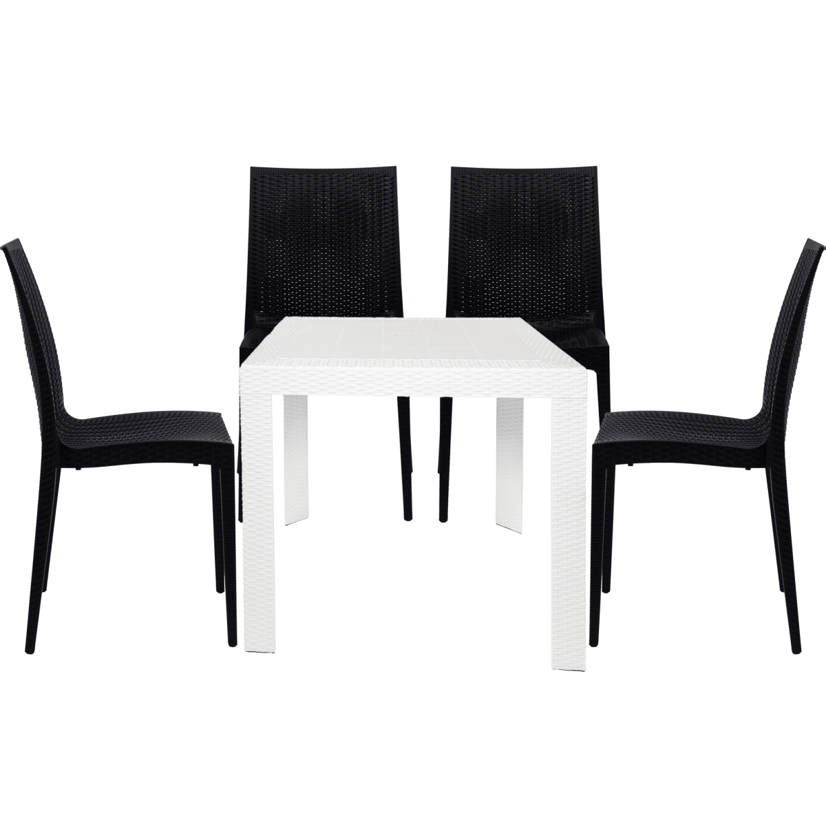 Mace Mid-Century 5-Piece Outdoor Dining Set White Dining Set Leisuremod