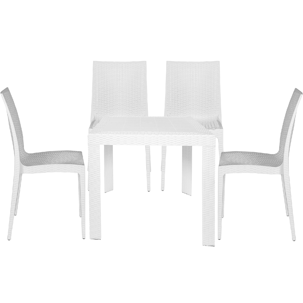 Mace Mid-Century 5-Piece Outdoor Dining Set White Dining Set Leisuremod