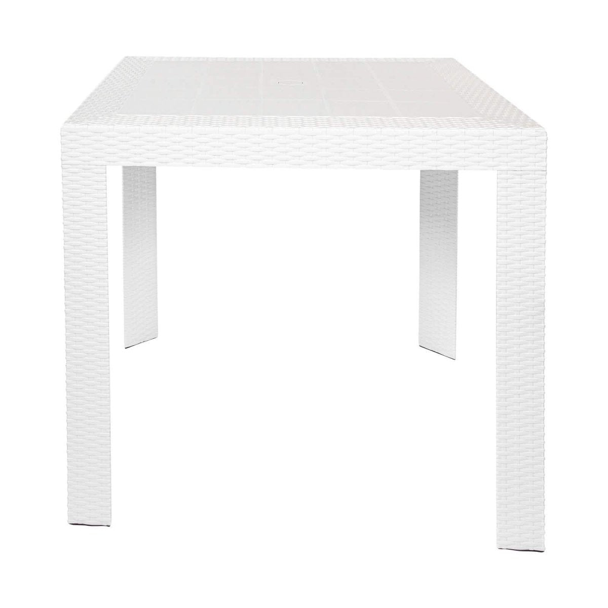 Mace Mid-Century 5-Piece Outdoor Dining Set White Dining Set Leisuremod