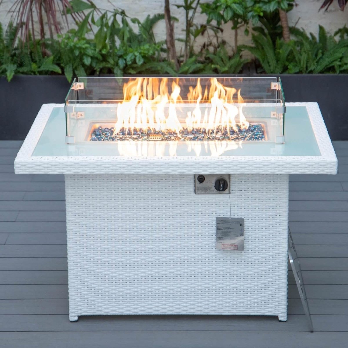 Mace Patio Modern Wicker Propane Fire Pit Table