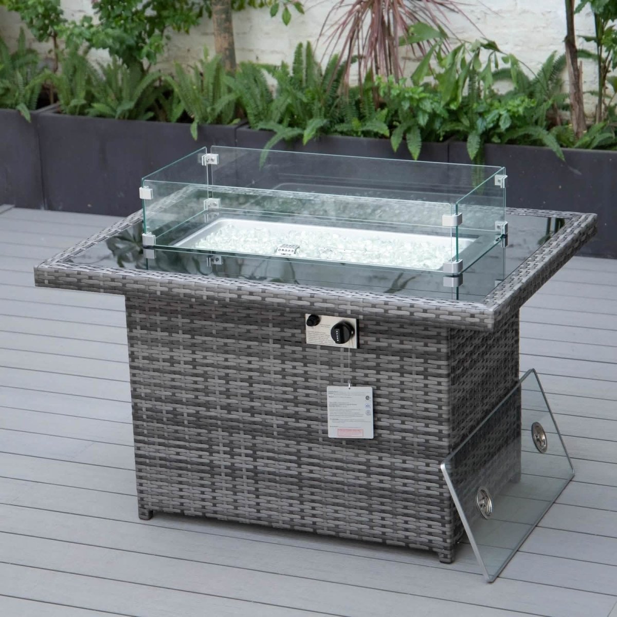 Mace Patio Modern Wicker Propane Fire Pit Table