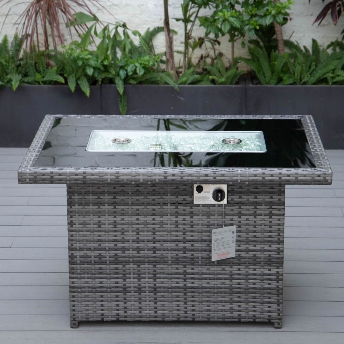 Mace Patio Modern Wicker Propane Fire Pit Table