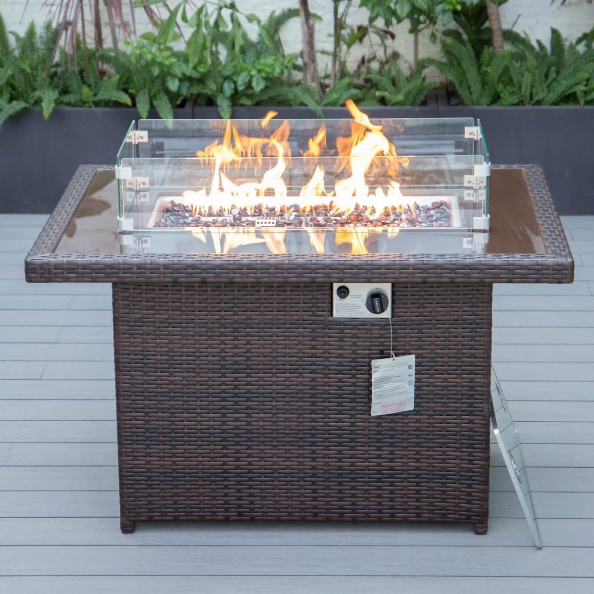 Mace Patio Modern Wicker Propane Fire Pit Table