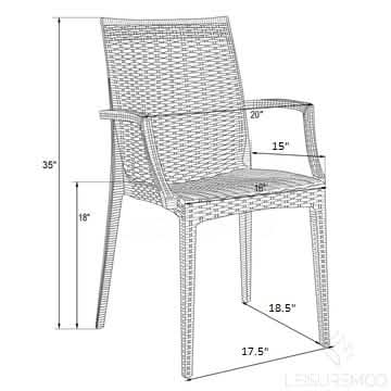Mace Patio Outdoor Dining Armchair with Weave Design in Polypropylene