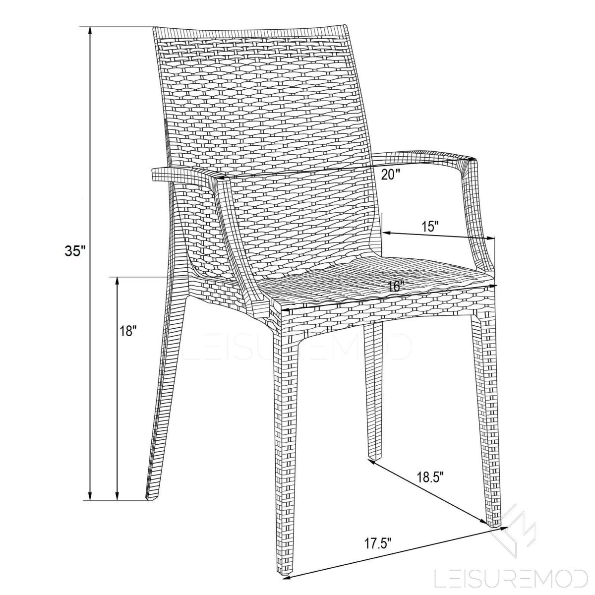 Mace Patio Outdoor Dining Armchair with Weave Design in Polypropylene