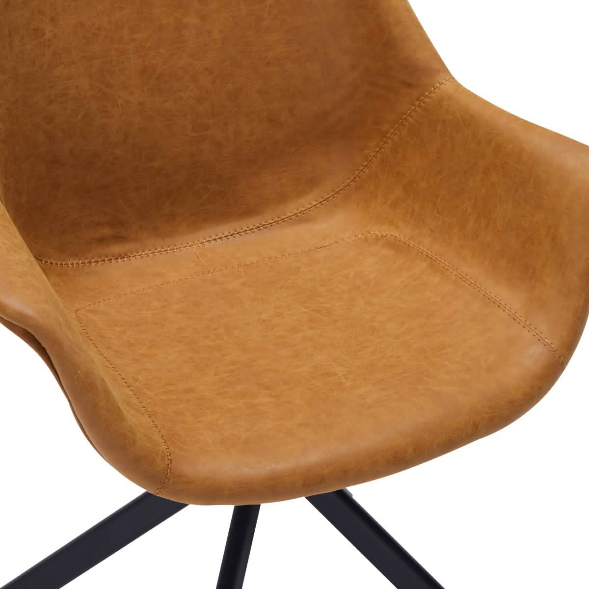 Markley Dining Chair Upholstered in Leather 360 - Degree Swivel Armchair