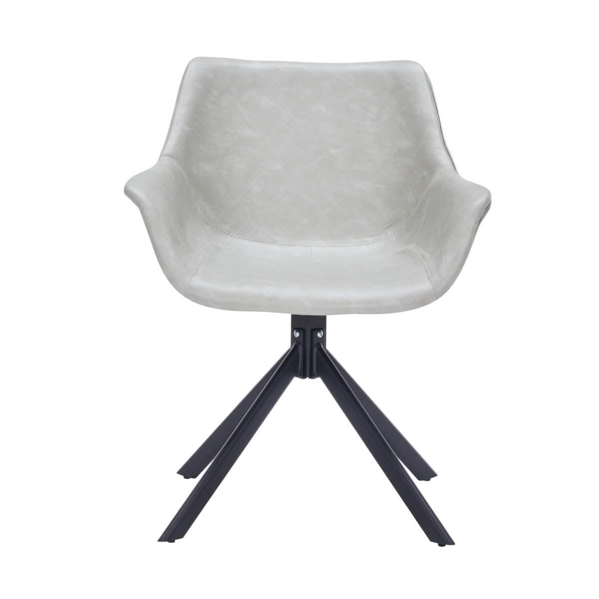 Markley Dining Chair Upholstered in Leather 360 - Degree Swivel Armchair