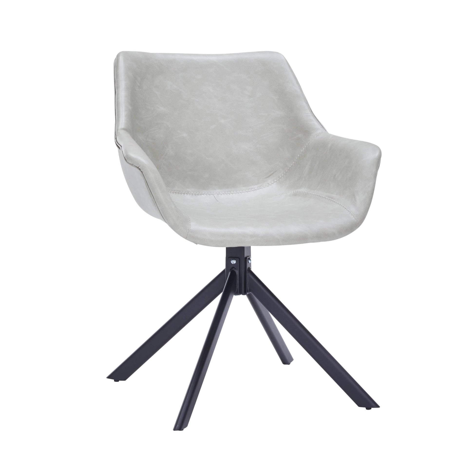 Markley Dining Chair Upholstered in Leather 360 - Degree Swivel Armchair