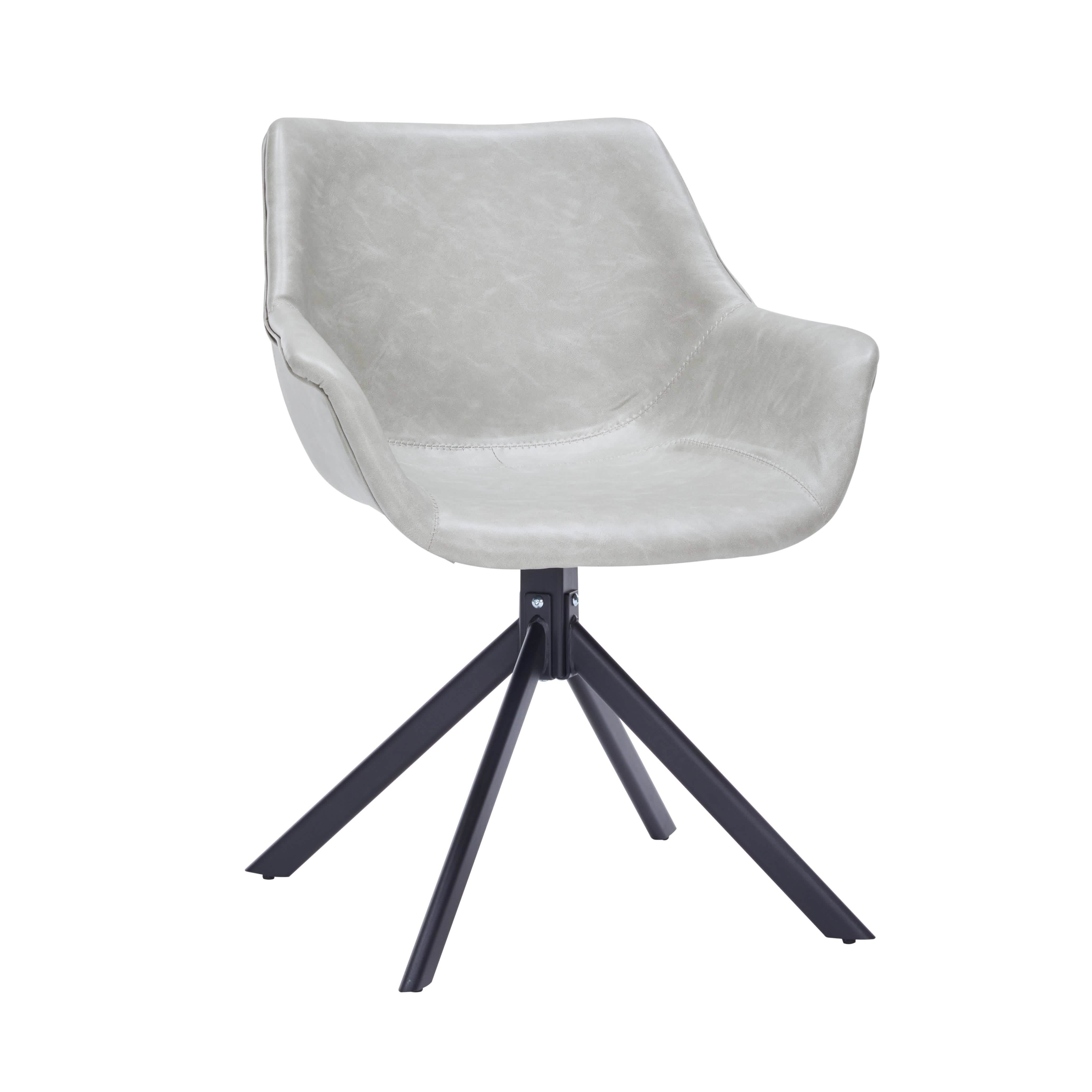 Markley Dining Chair Upholstered in Leather 360 - Degree Swivel Armchair