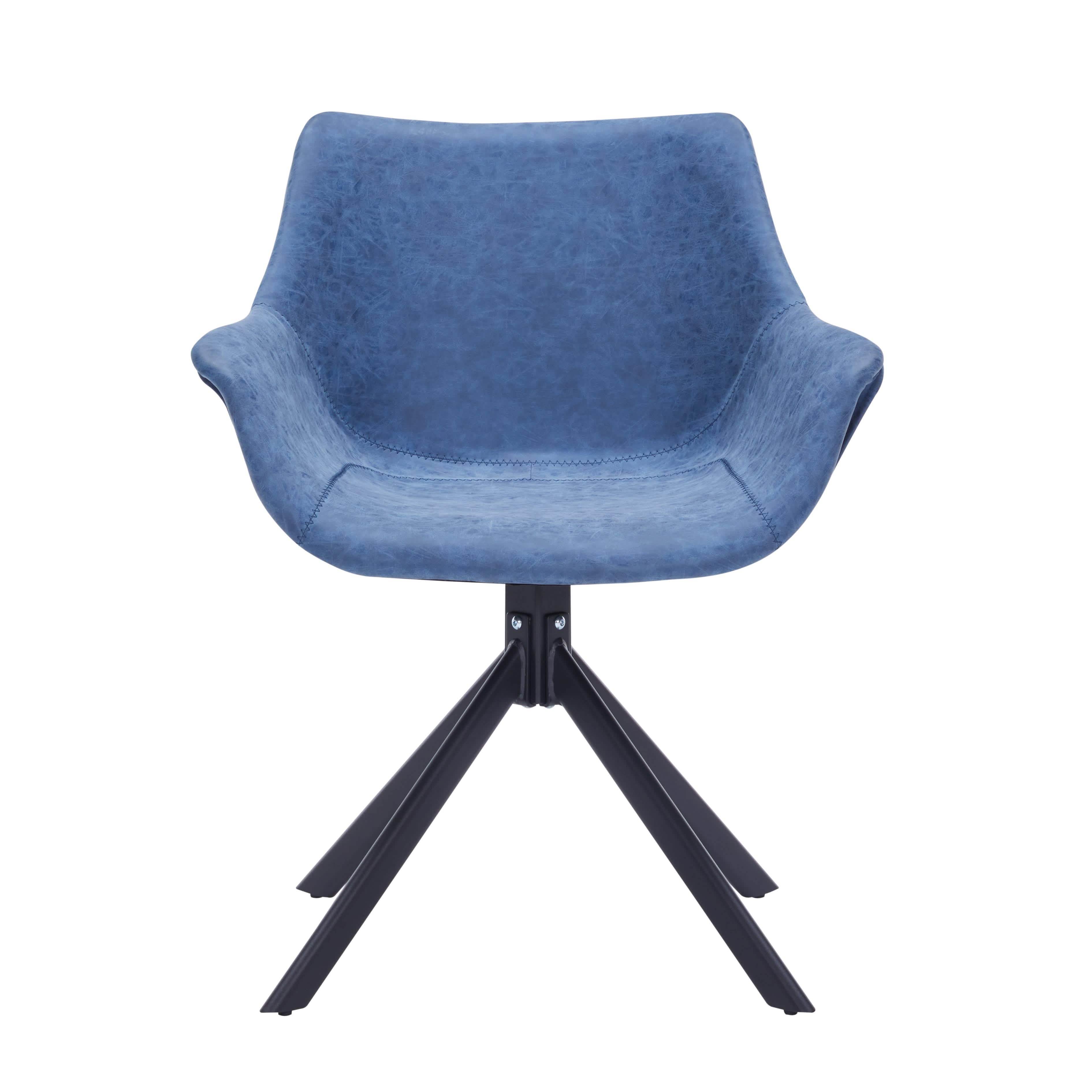 Markley Dining Chair Upholstered in Leather 360 - Degree Swivel Armchair