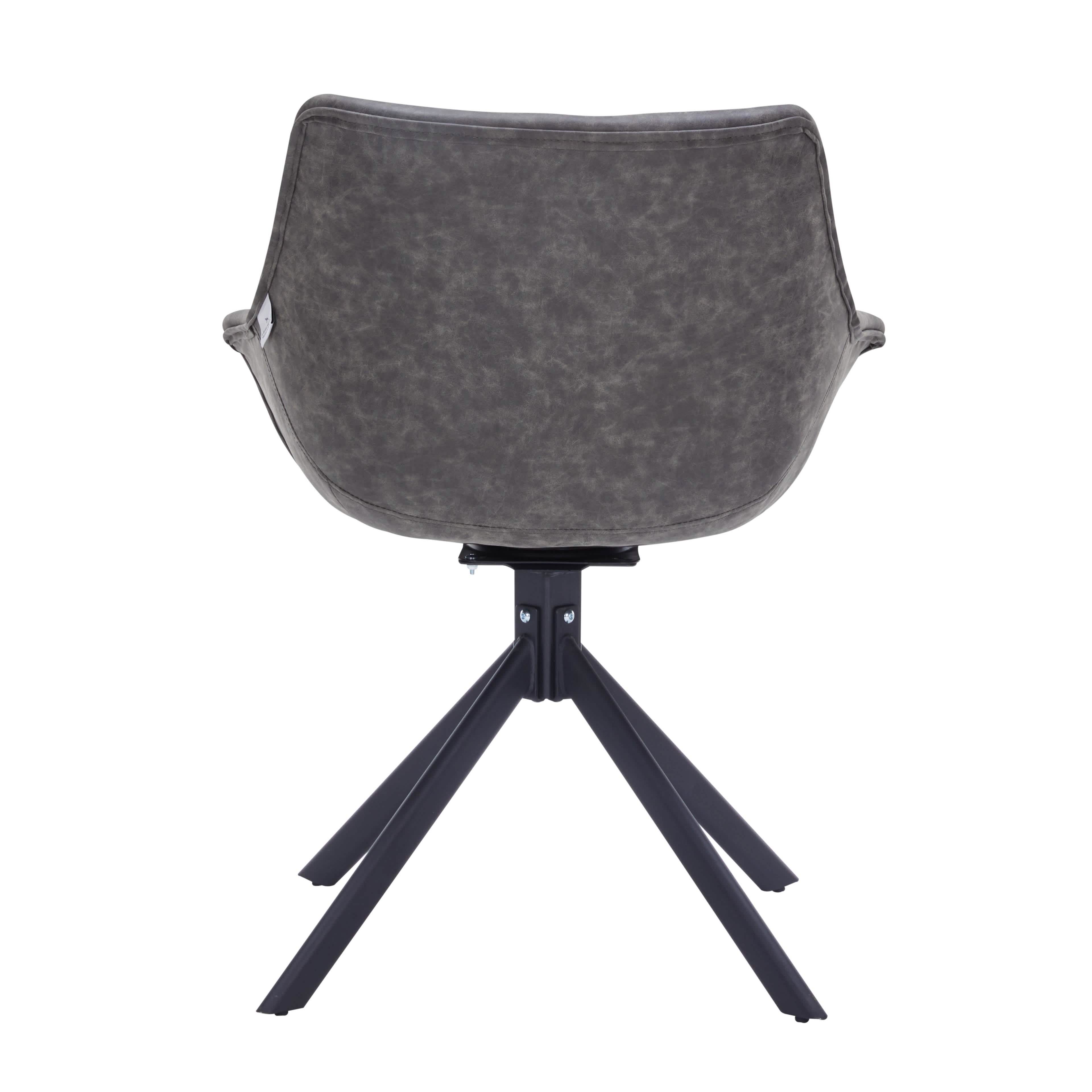 Markley Dining Chair Upholstered in Leather 360 - Degree Swivel Armchair