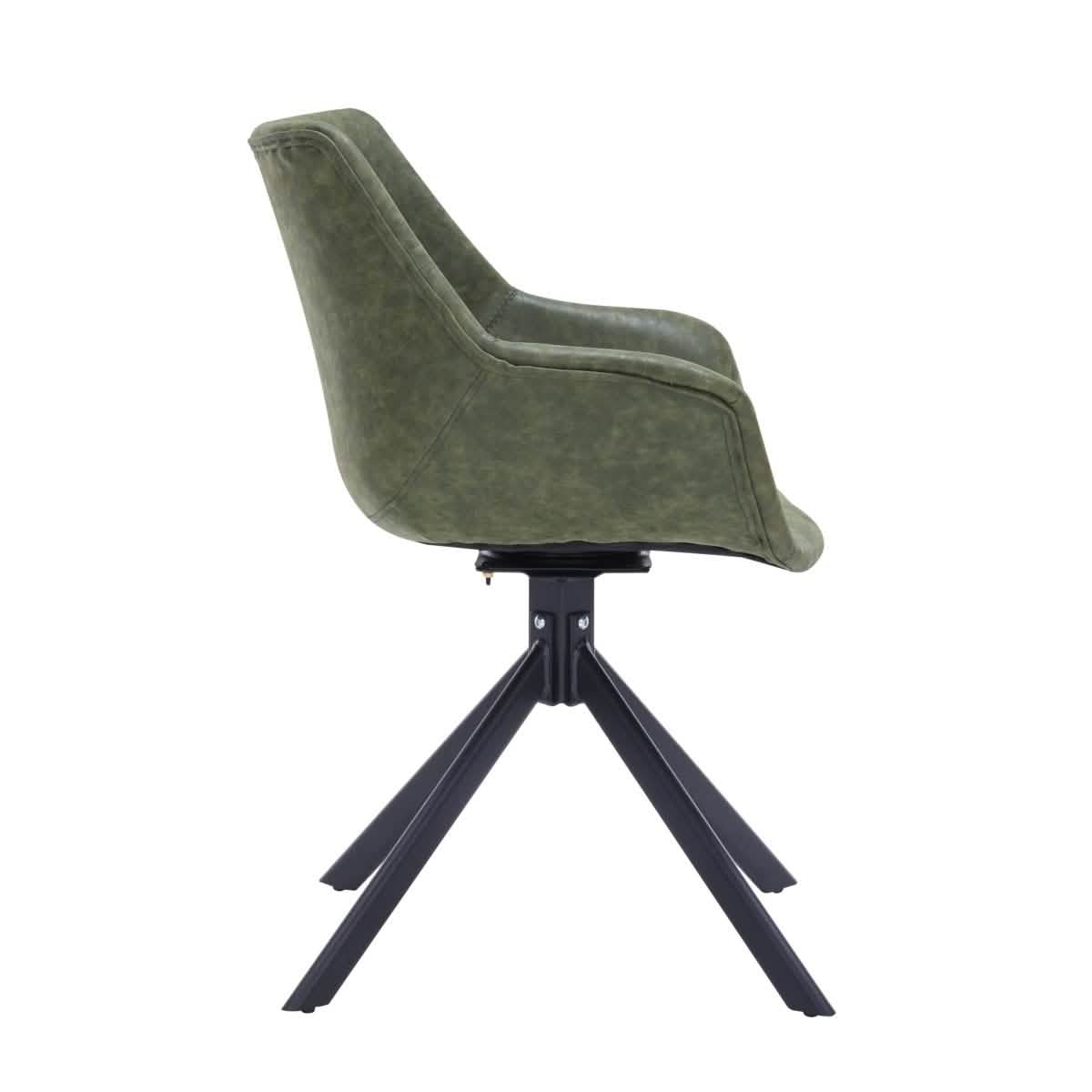 Markley Dining Chair Upholstered in Leather 360 - Degree Swivel Armchair
