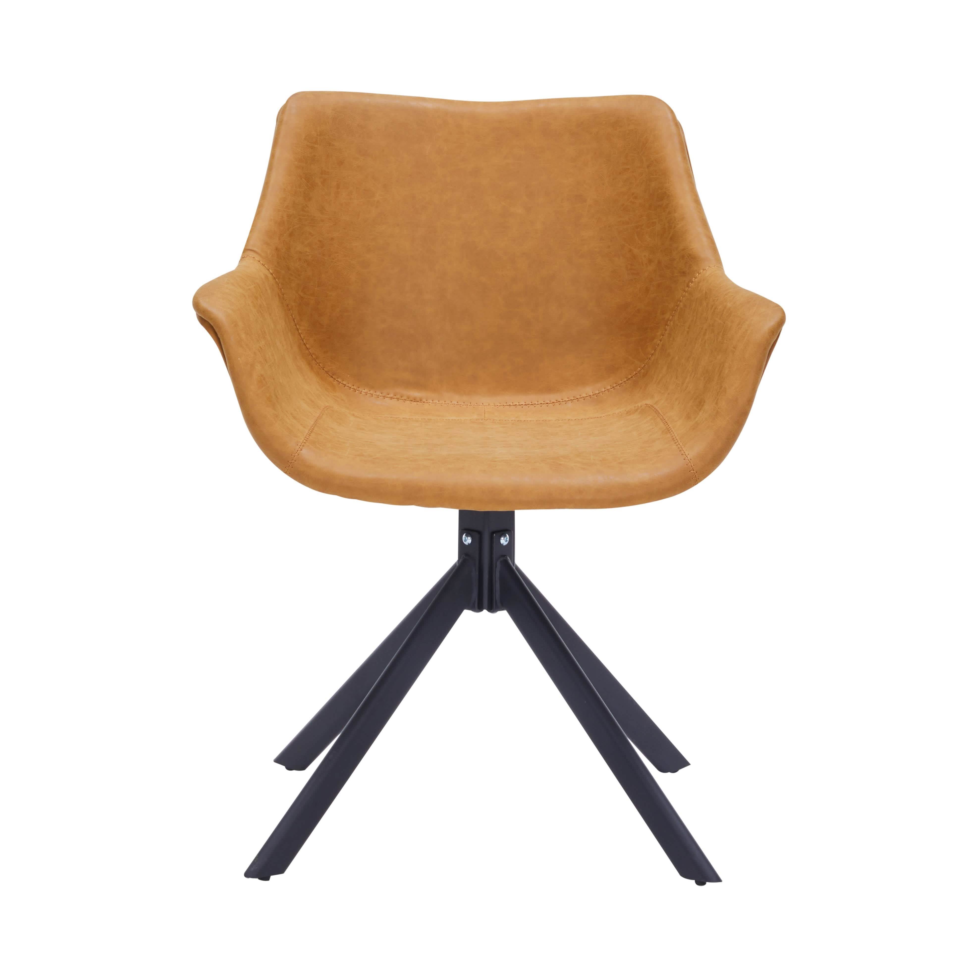 Markley Dining Chair Upholstered in Leather 360 - Degree Swivel Armchair