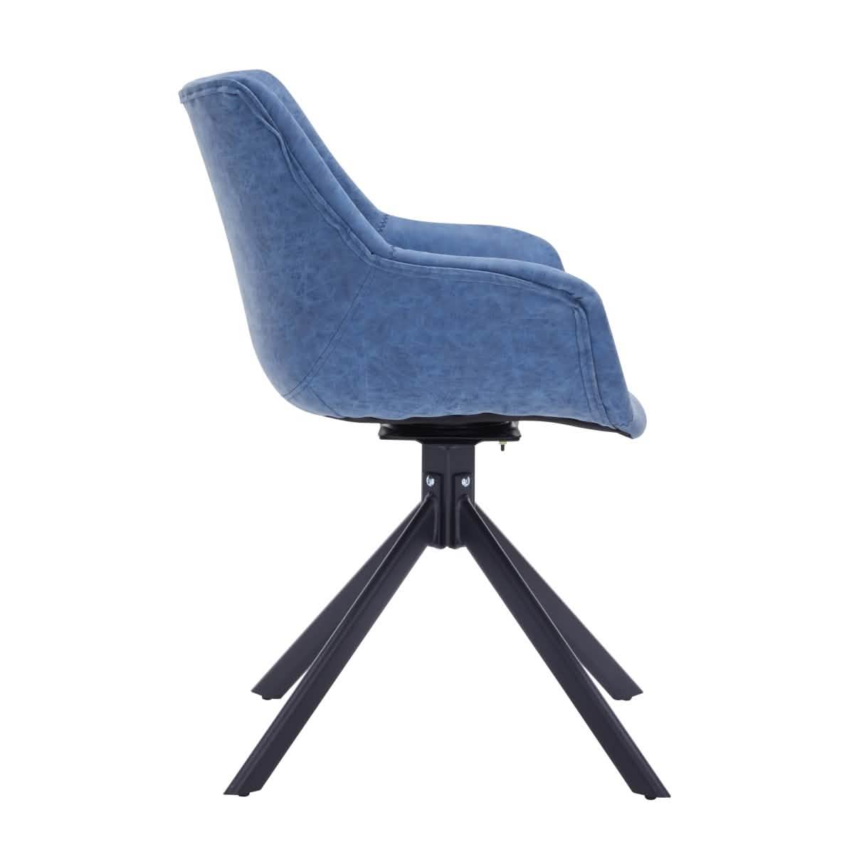 Markley Dining Chair Upholstered in Leather 360 - Degree Swivel Armchair