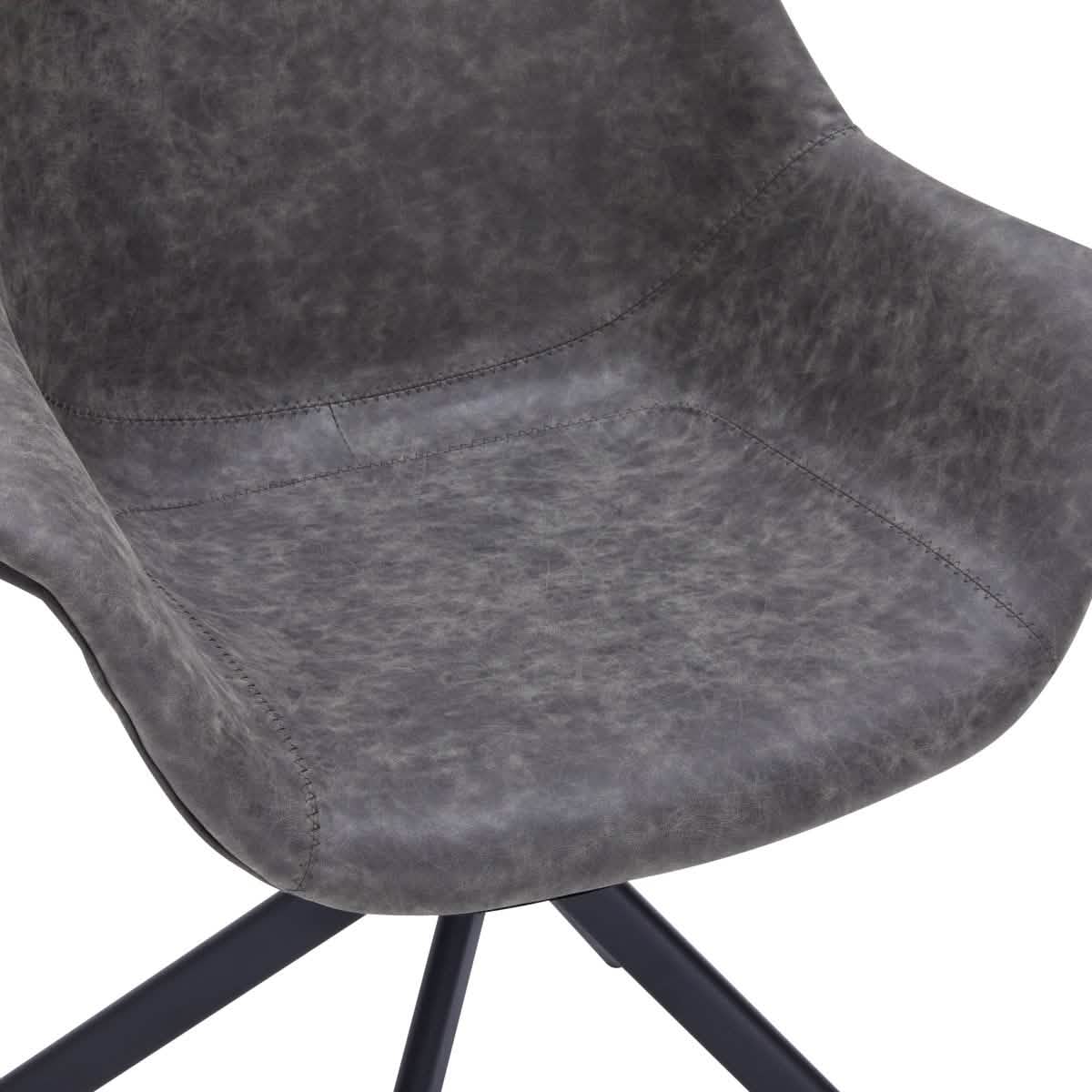 Markley Dining Chair Upholstered in Leather 360 - Degree Swivel Armchair