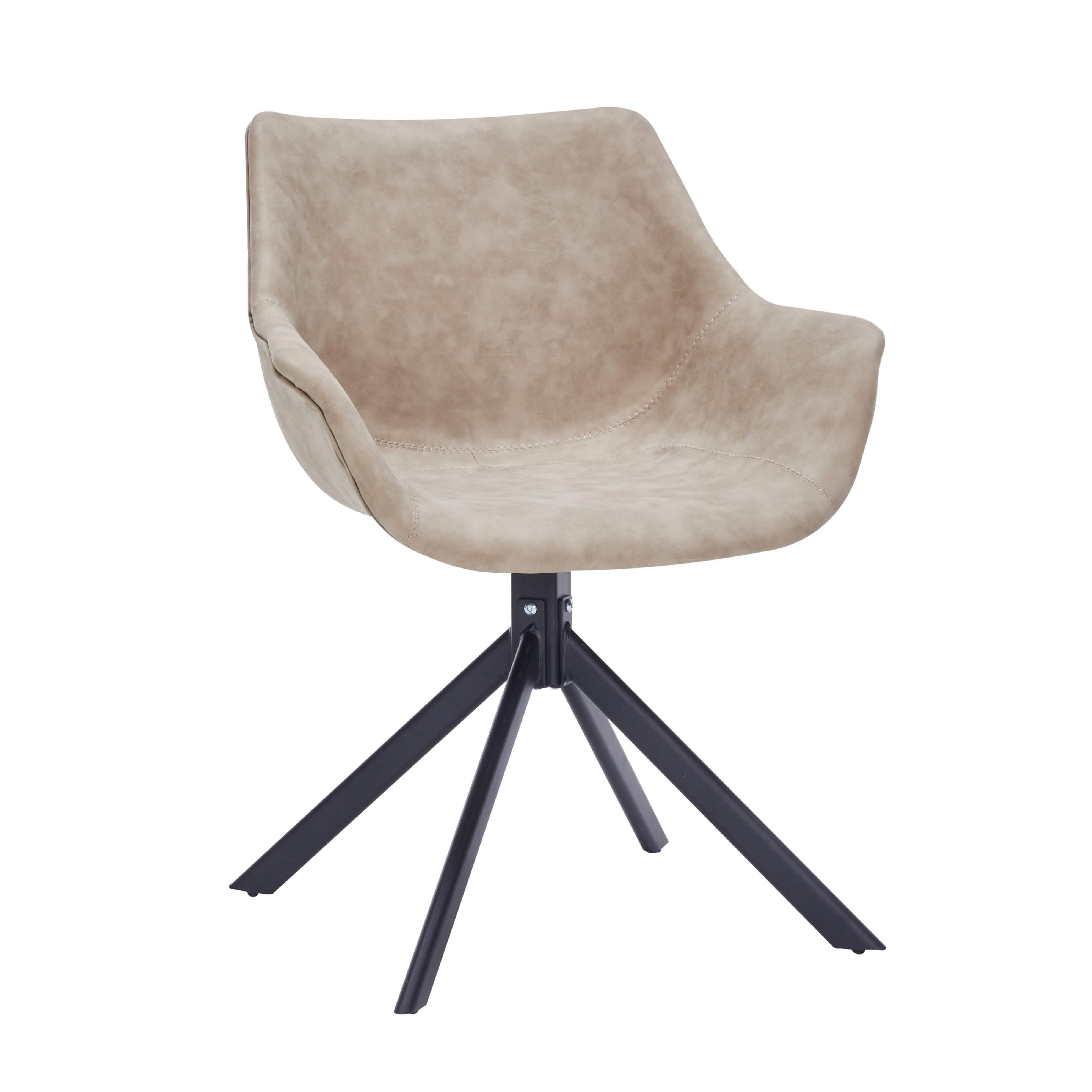 Markley Dining Chair Upholstered in Leather 360 - Degree Swivel Armchair