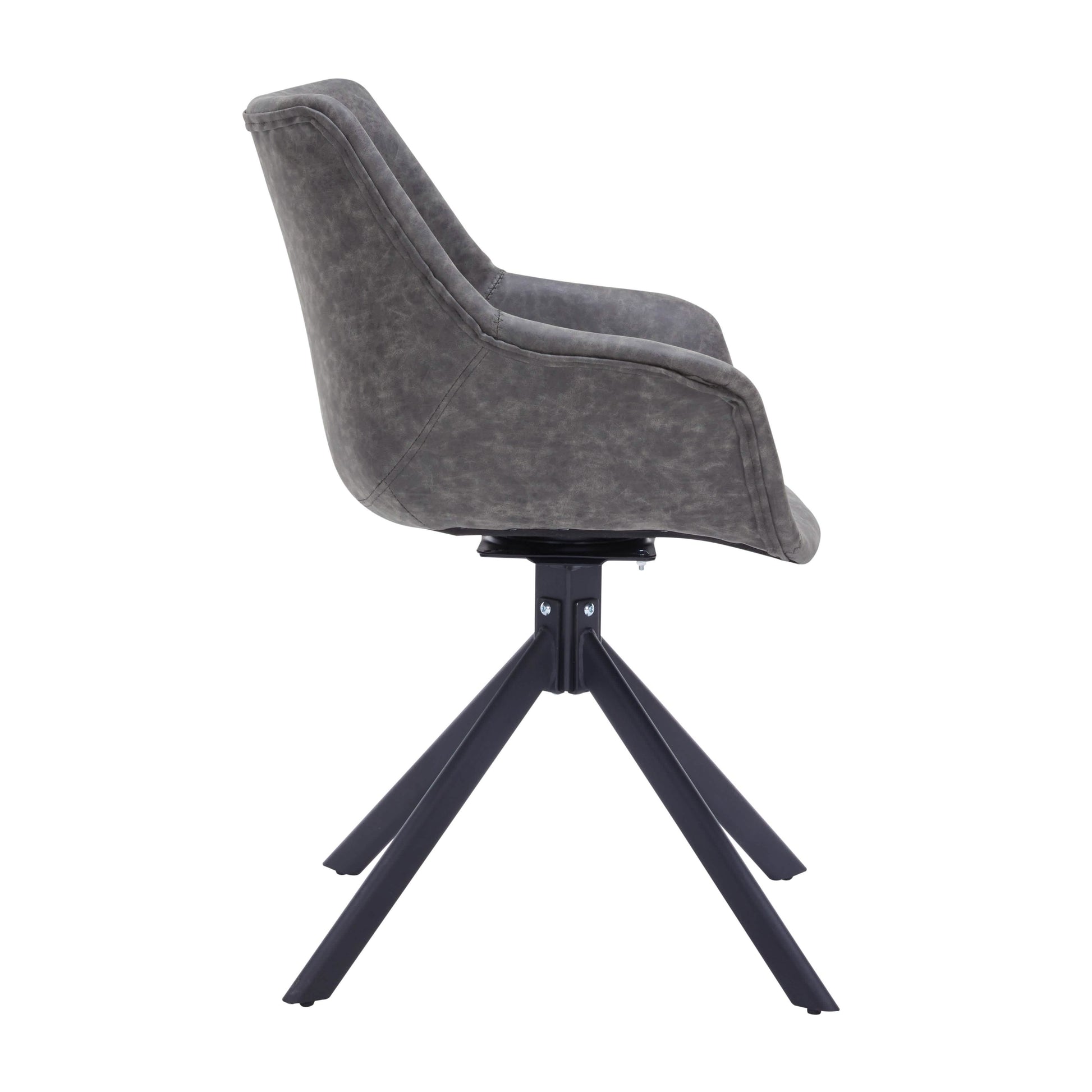 Markley Dining Chair Upholstered in Leather 360 - Degree Swivel Armchair