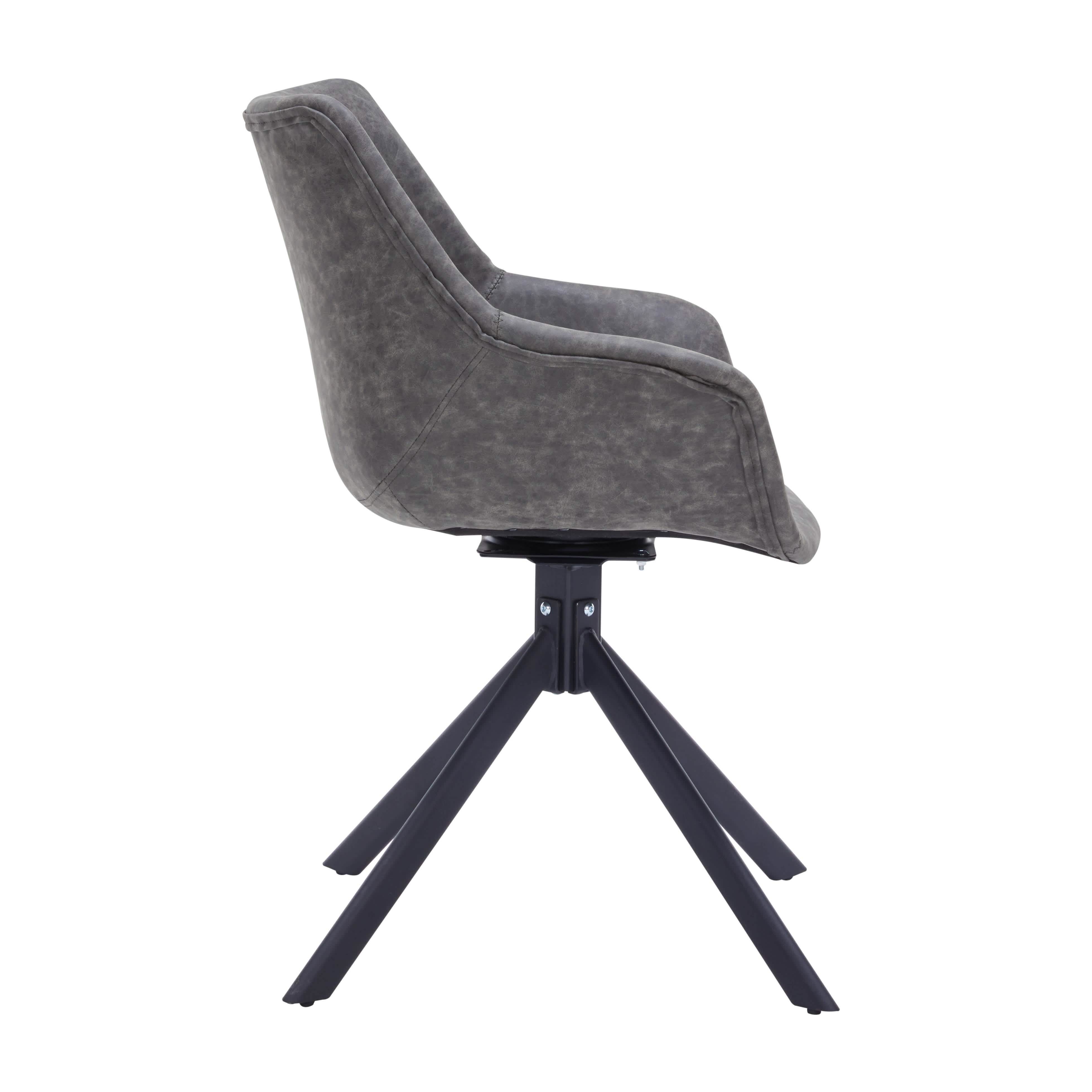 Markley Dining Chair Upholstered in Leather 360 - Degree Swivel Armchair