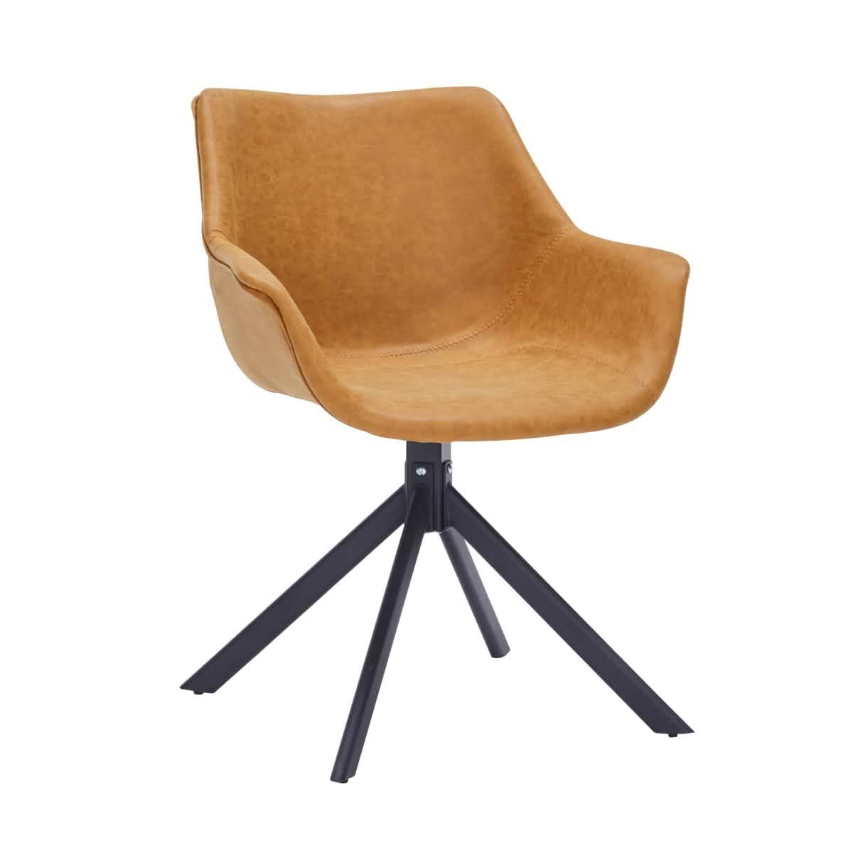 Markley Dining Chair Upholstered in Leather 360 - Degree Swivel Armchair