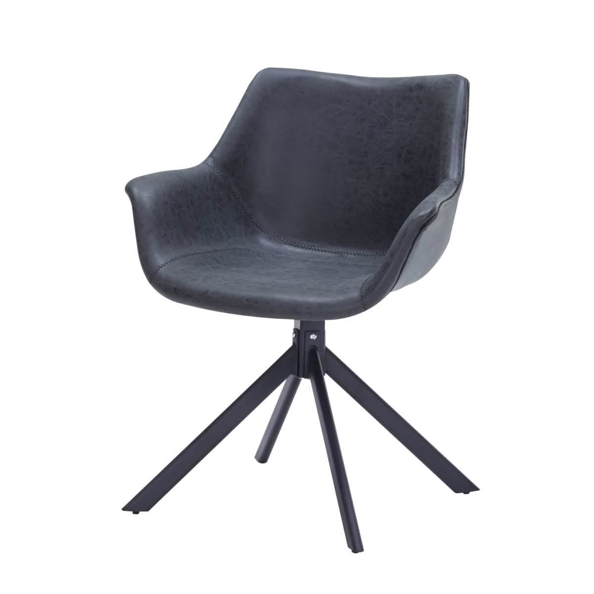 Markley Dining Chair Upholstered in Leather 360 - Degree Swivel Armchair