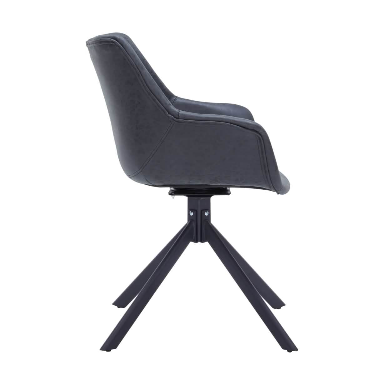 Markley Dining Chair Upholstered in Leather 360 - Degree Swivel Armchair