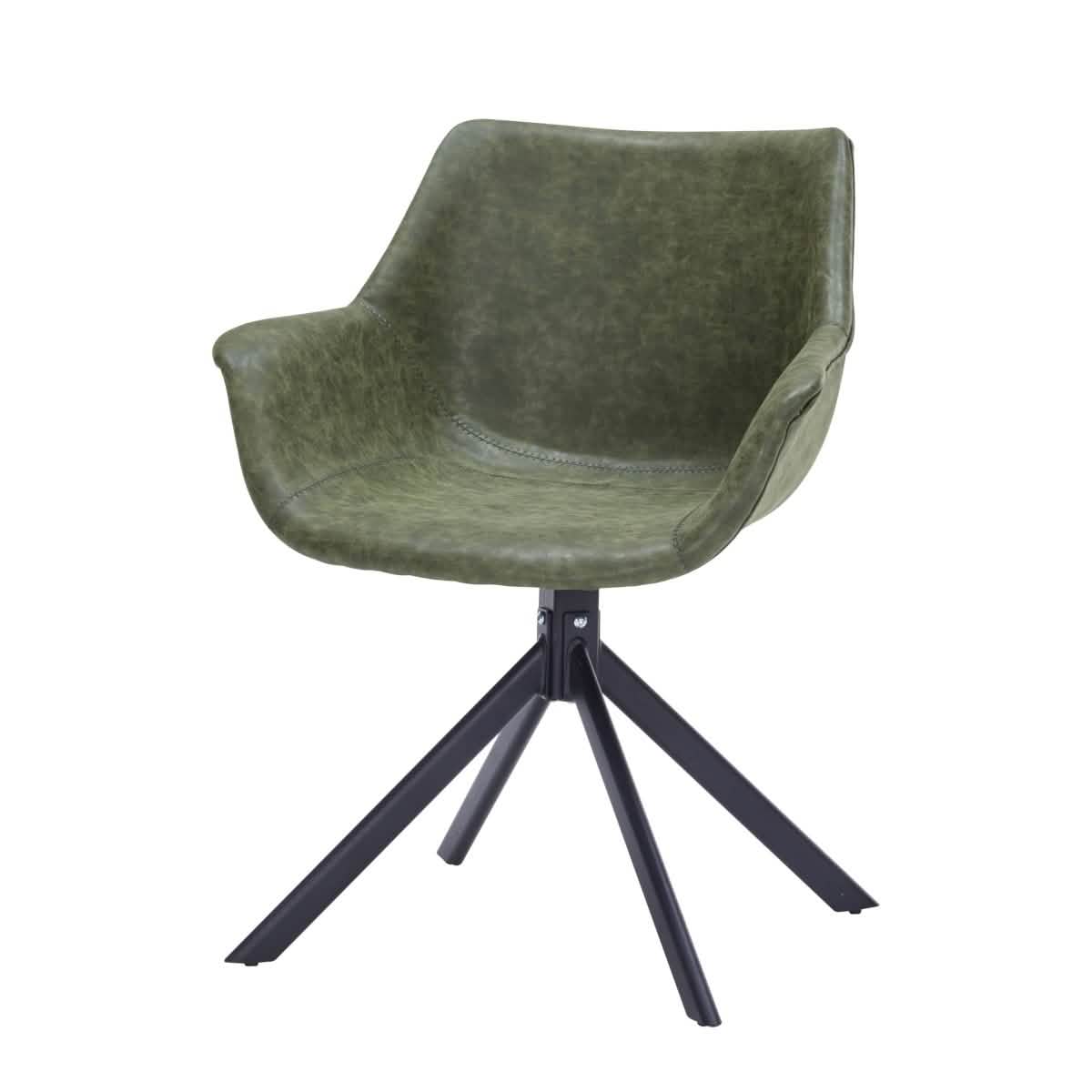 Markley Dining Chair Upholstered in Leather 360 - Degree Swivel Armchair