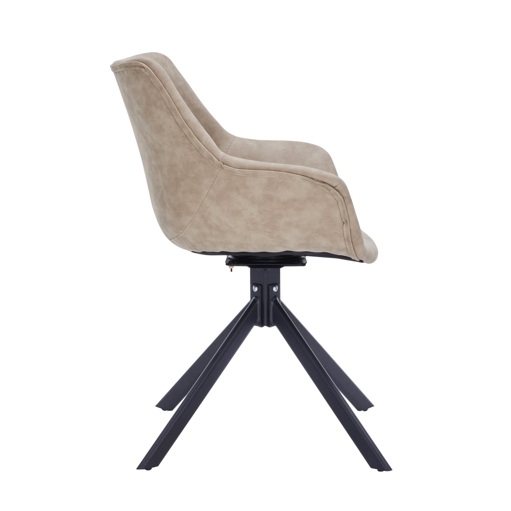 Markley Dining Chair Upholstered in Leather 360 - Degree Swivel Armchair