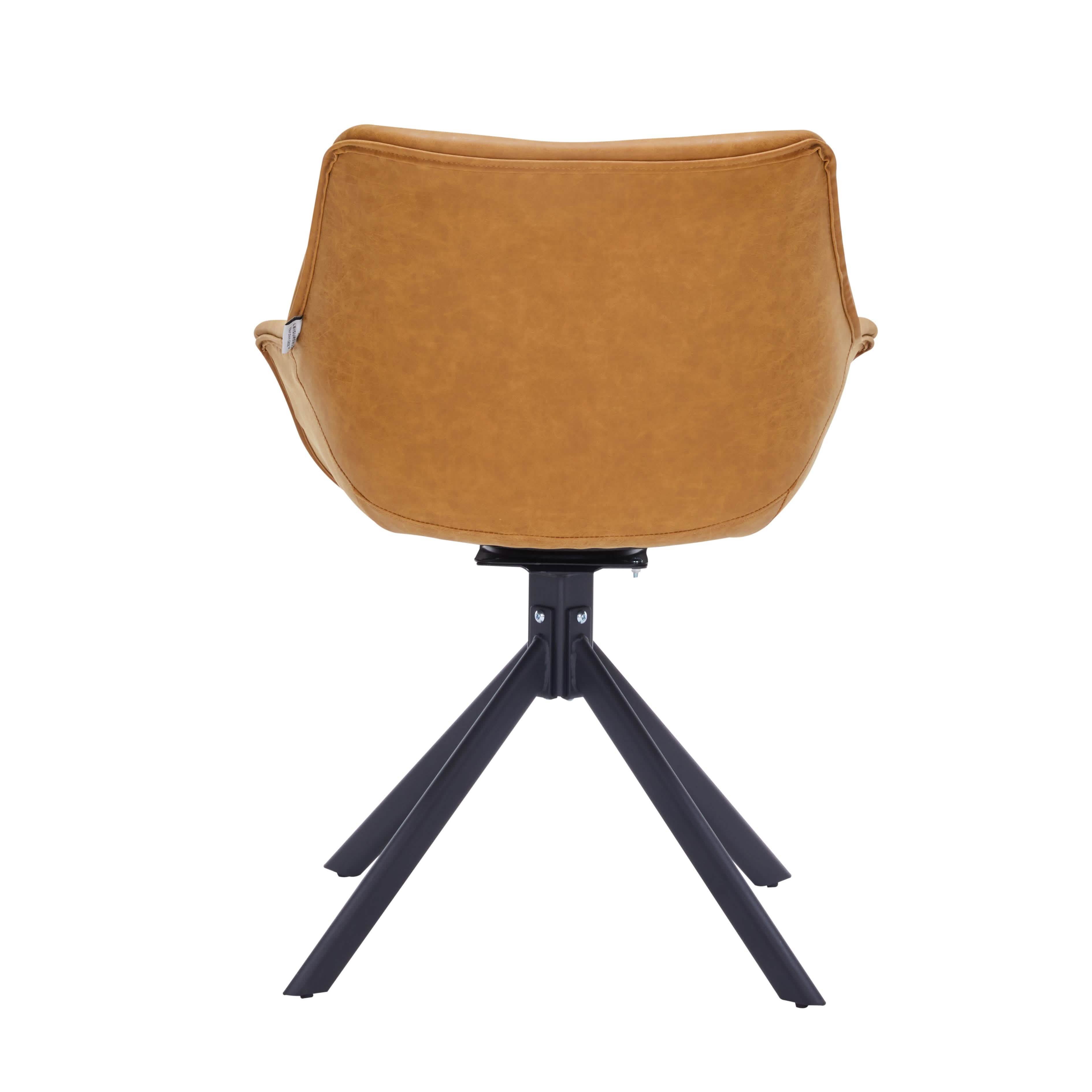 Markley Dining Chair Upholstered in Leather 360 - Degree Swivel Armchair