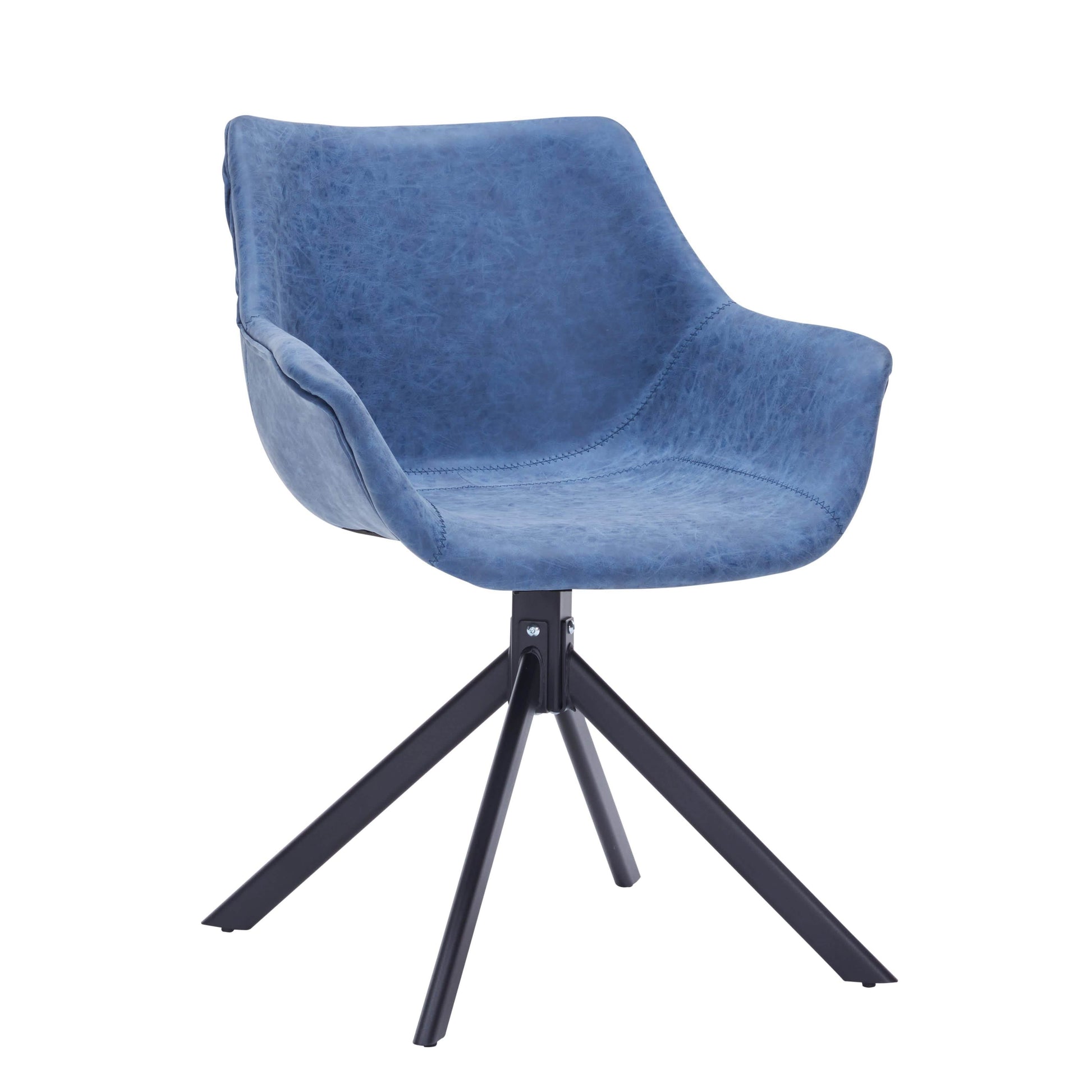 Markley Dining Chair Upholstered in Leather 360 - Degree Swivel Armchair