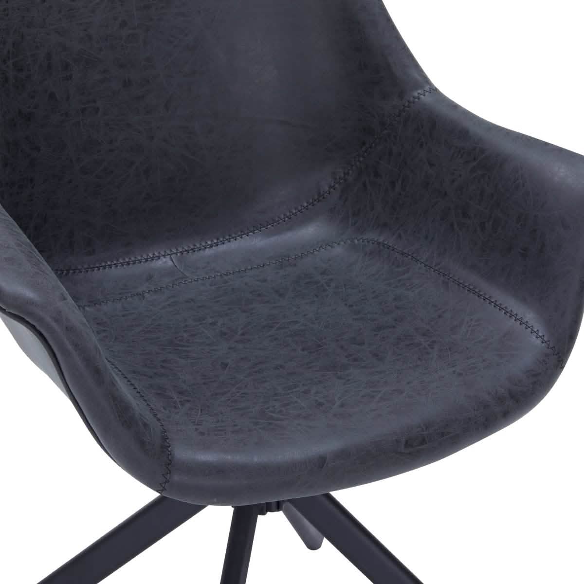 Markley Dining Chair Upholstered in Leather 360 - Degree Swivel Armchair