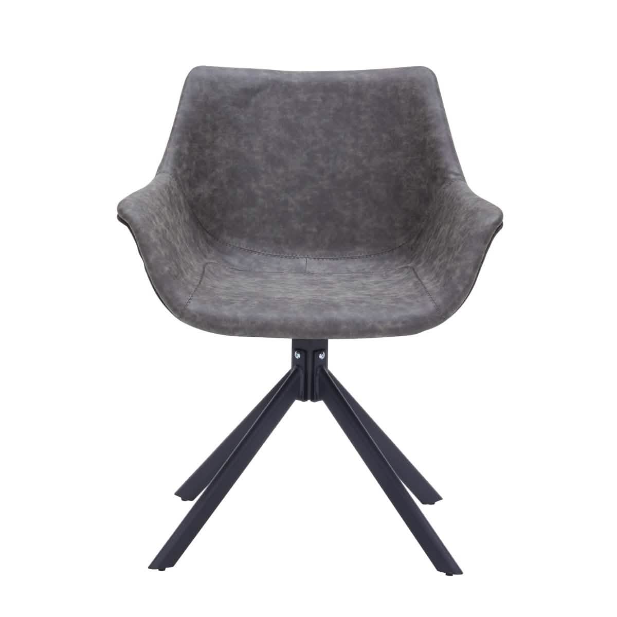 Markley Dining Chair Upholstered in Leather 360 - Degree Swivel Armchair