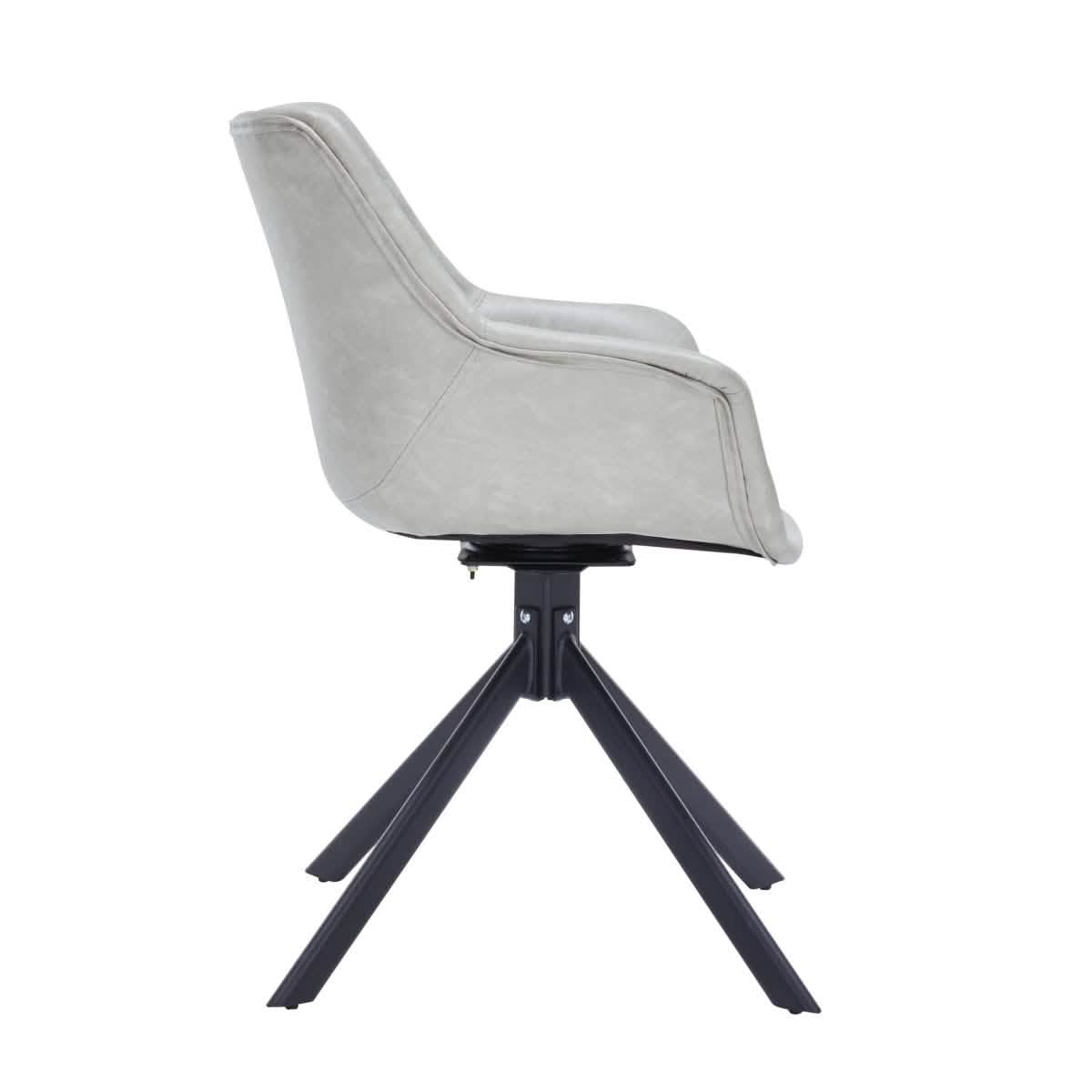 Markley Dining Chair Upholstered in Leather 360 - Degree Swivel Armchair