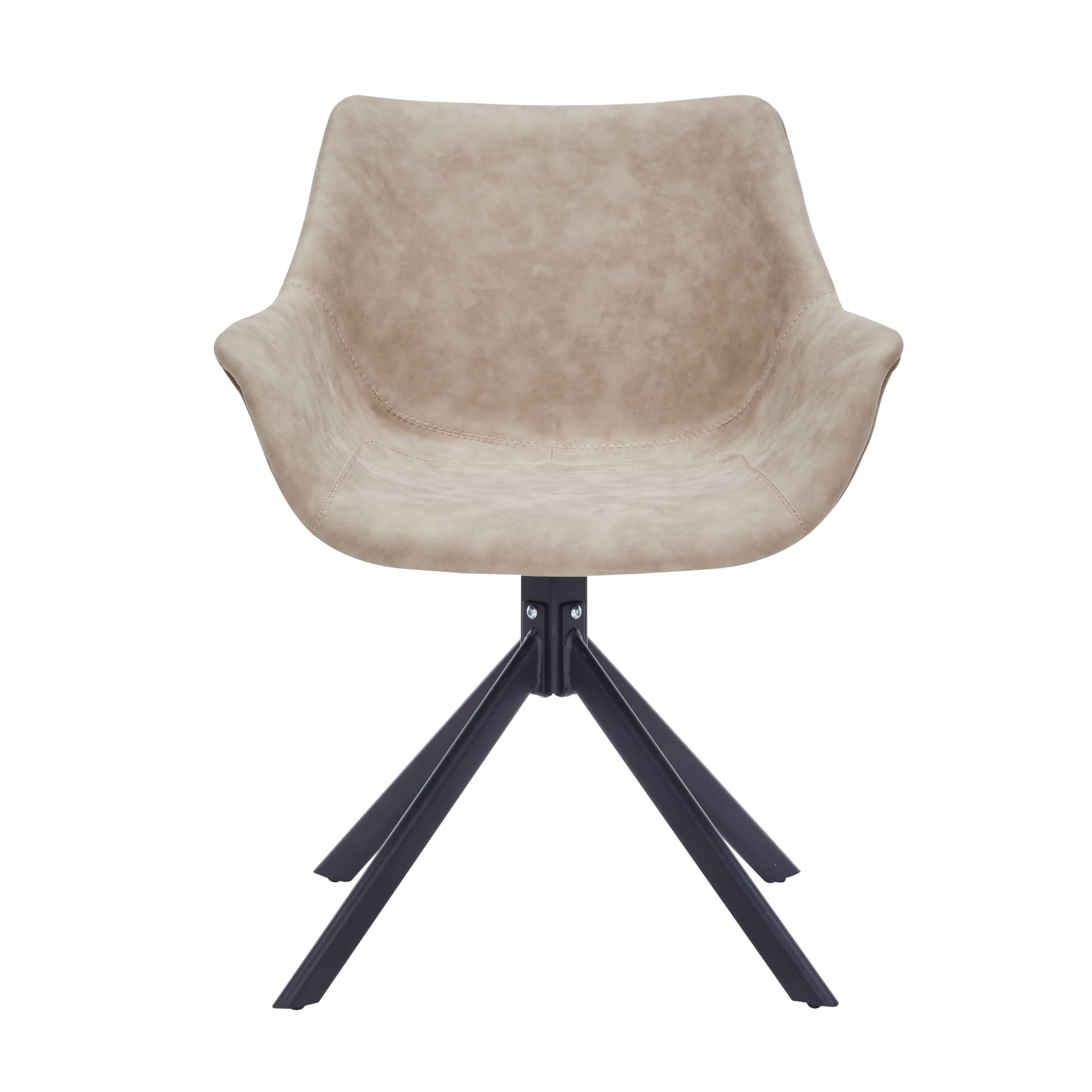 Markley Dining Chair Upholstered in Leather 360 - Degree Swivel Armchair