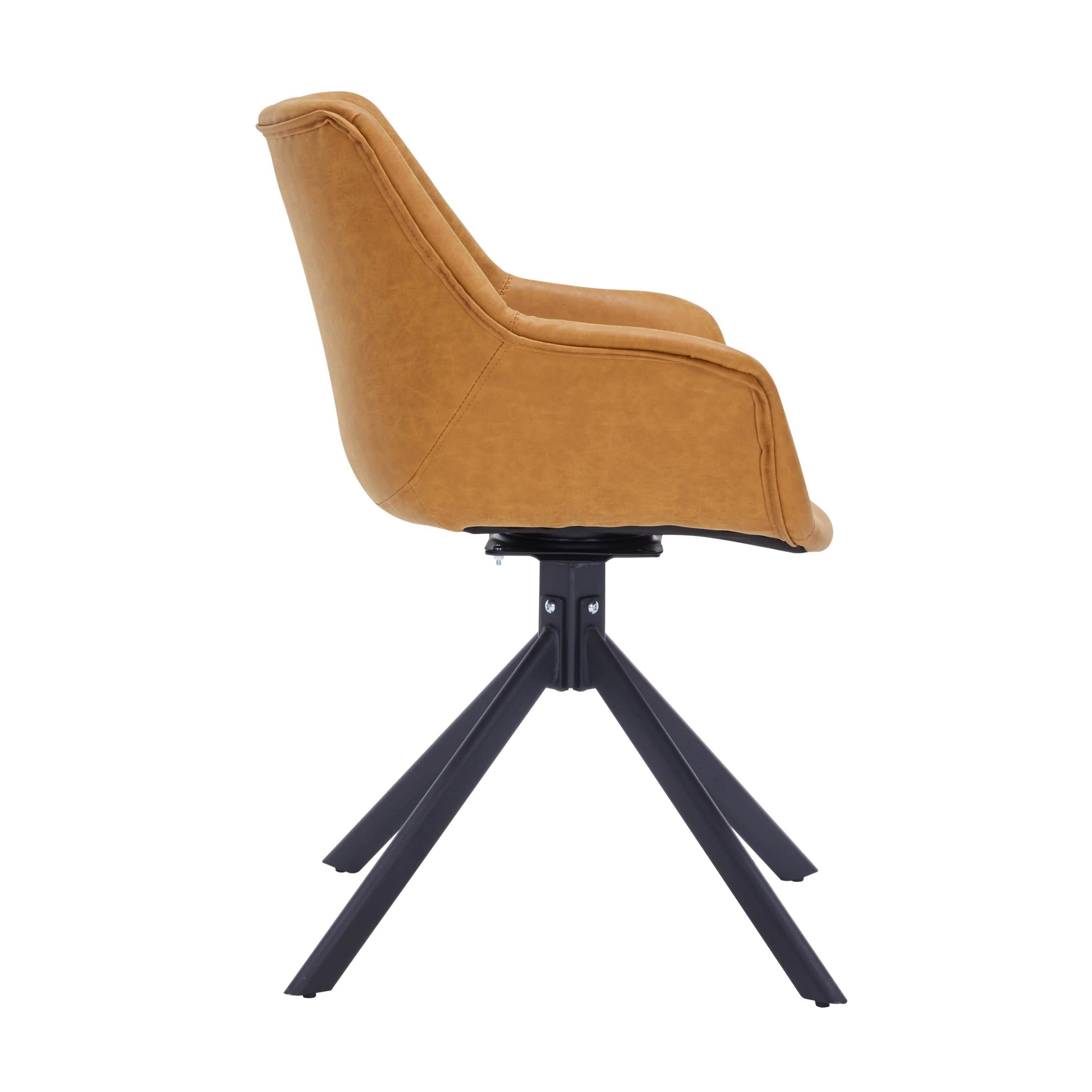 Markley Dining Chair Upholstered in Leather 360 - Degree Swivel Armchair
